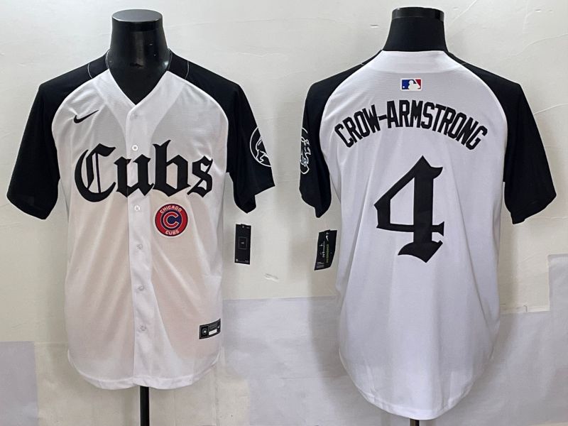 Men 2025 Chicago Cubs 4 Crow-Armstrong white black Five generations Joint Name Nike MLB Jersey style 10